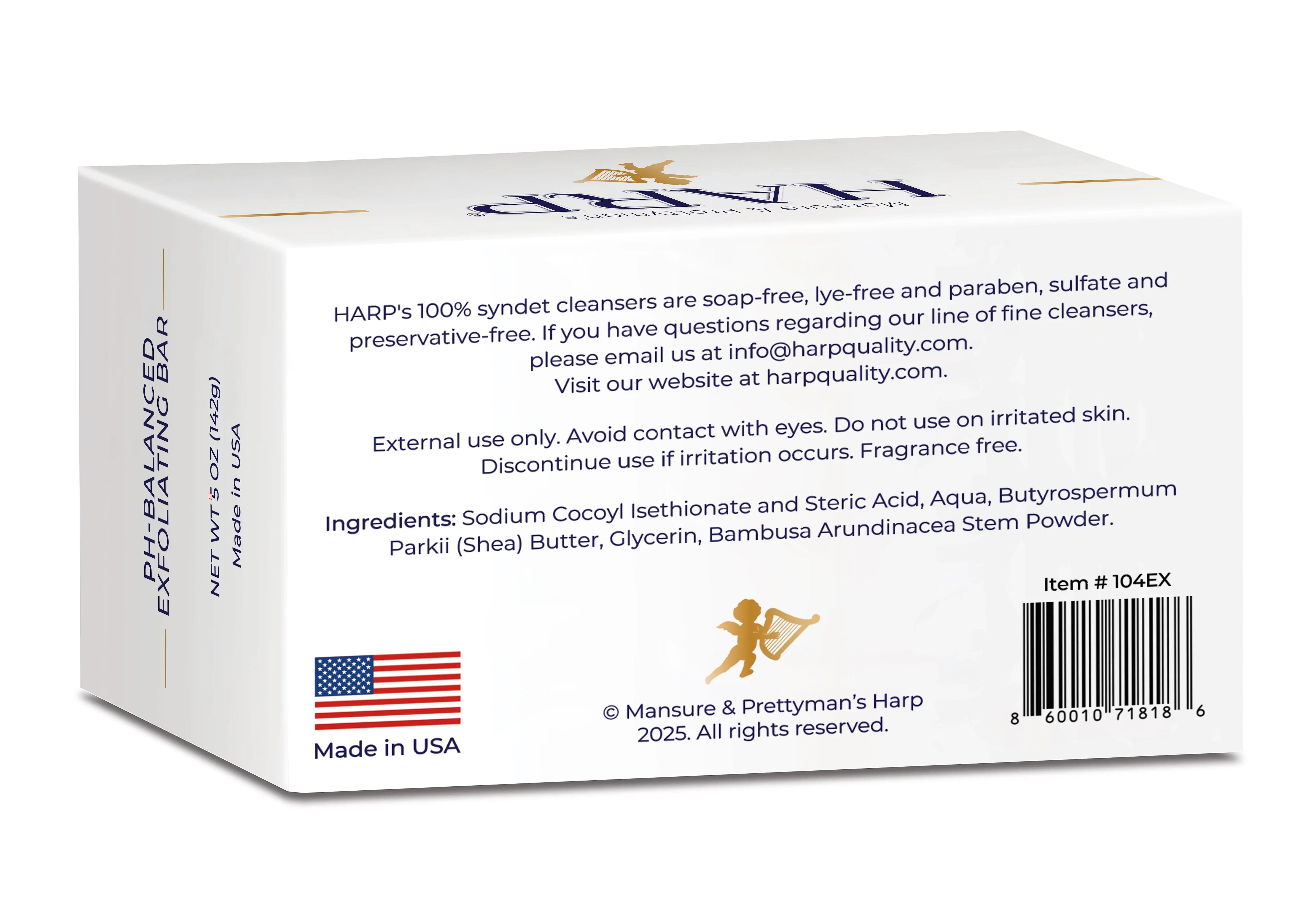 Mansure & Prettyman's HARP HARP® Exfoliating Body Wash Bar – pH Balanced