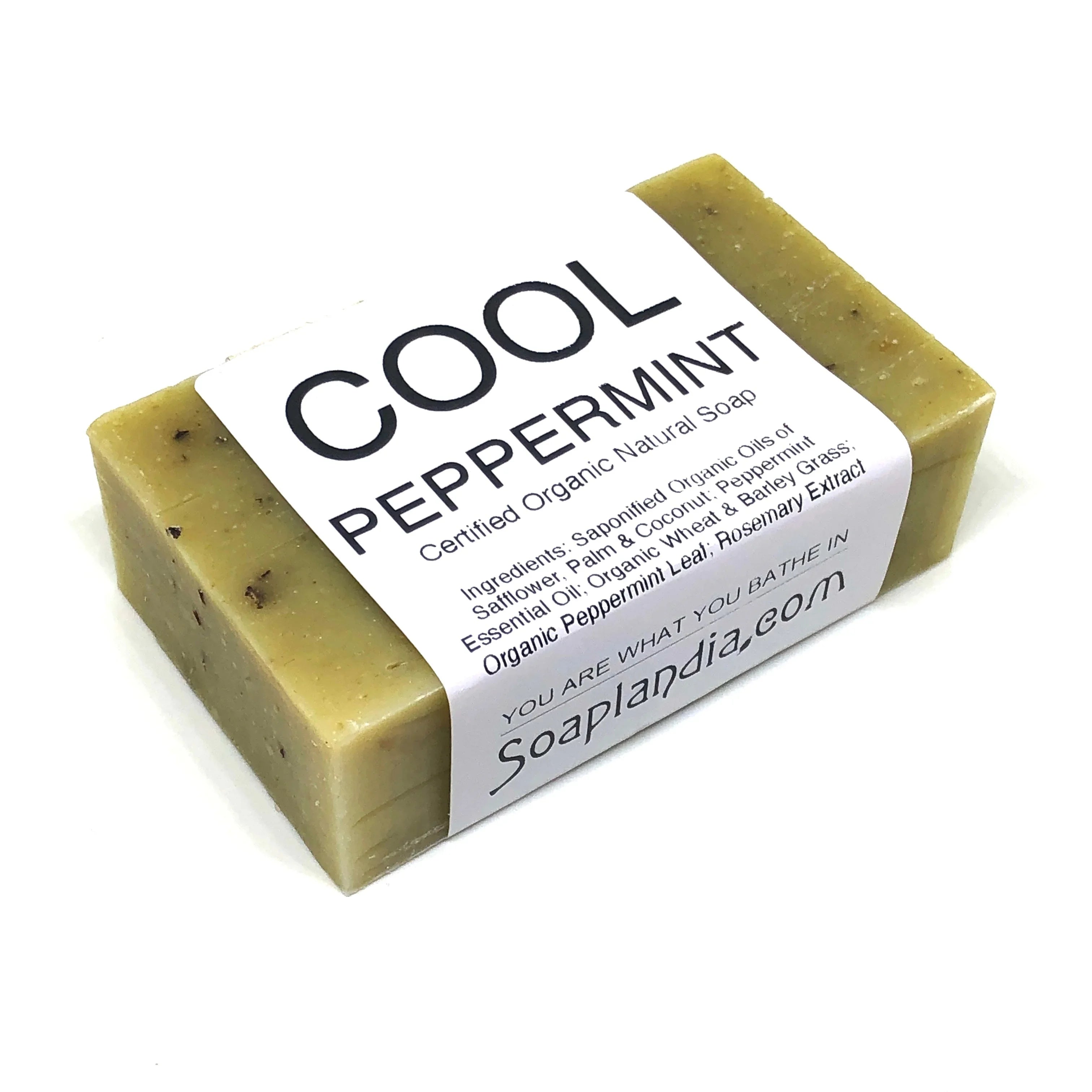 Soaplandia Soap Store Cool Peppermint Bar Soap, Certified Organic