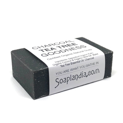 Soaplandia Charcoal Tea Tree Goodness Bar Soap, Certified Organic - Image 4