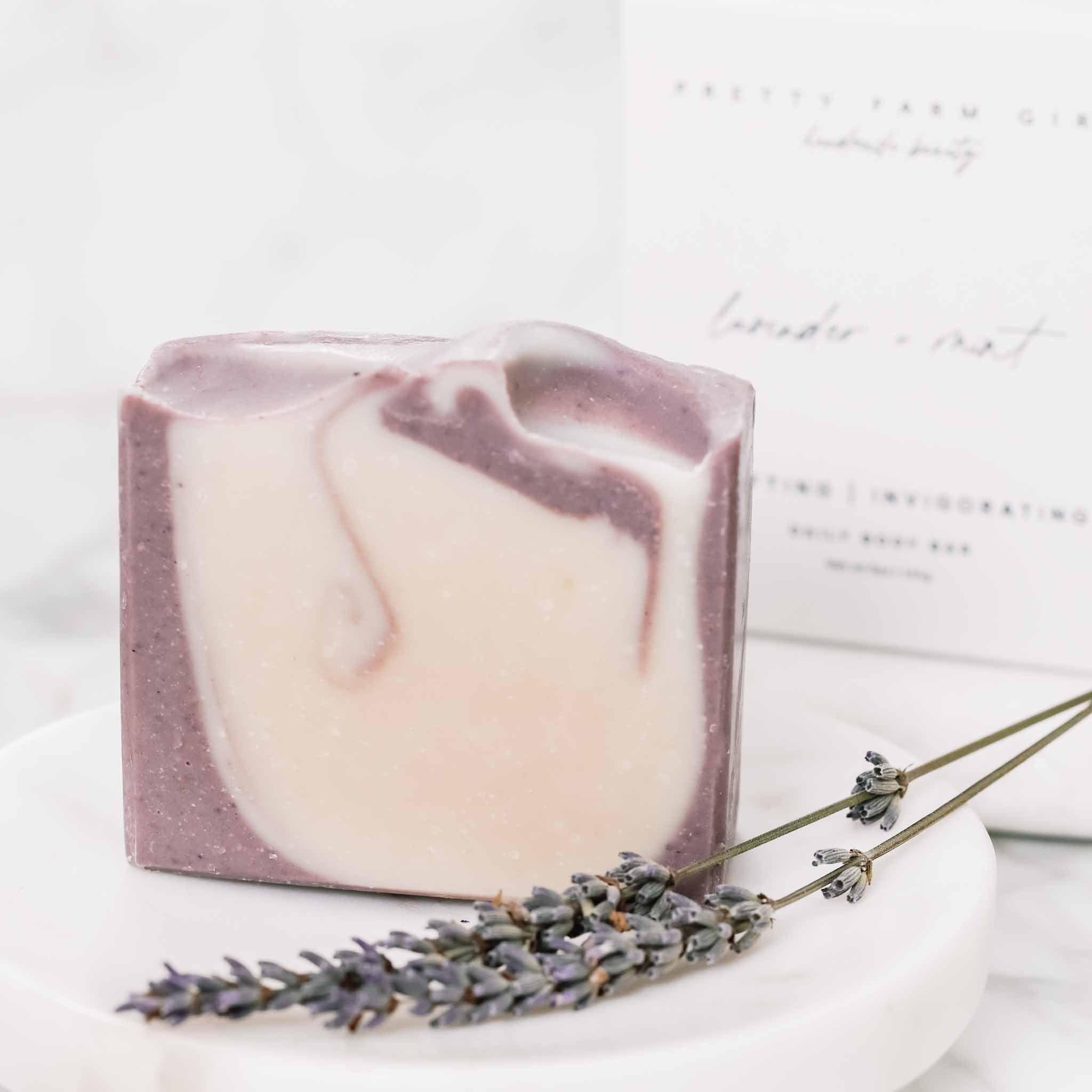 Pretty farm girl Lavender + Mint Handmade Tallow and Goat Milk Soap Bar