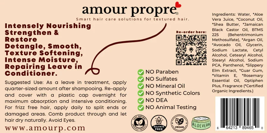 Amour Propre® Leave in Conditioner, Detangler, and Frizz Control
