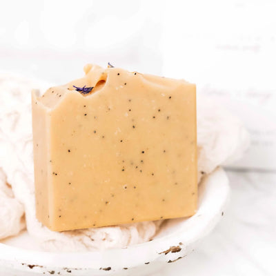 Pretty farm girl Lemon + Honey + Poppy Seed Handmade Tallow and Goat Milk Soap Bar - Image 1
