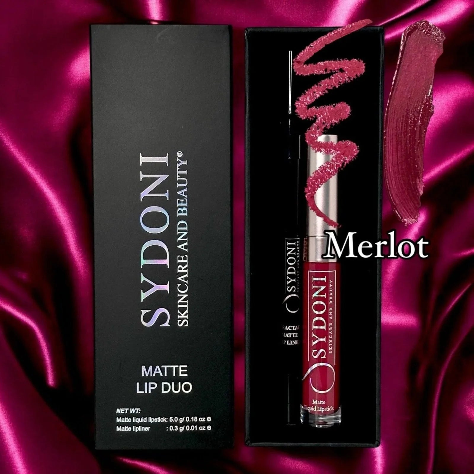 Sydoni MERLOT (Sultry Berry) Matte Liquid Lipstick with Berry Lip Pencil