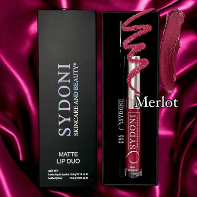 Sydoni MERLOT (Sultry Berry) Matte Liquid Lipstick with Berry Lip Pencil - Image 1