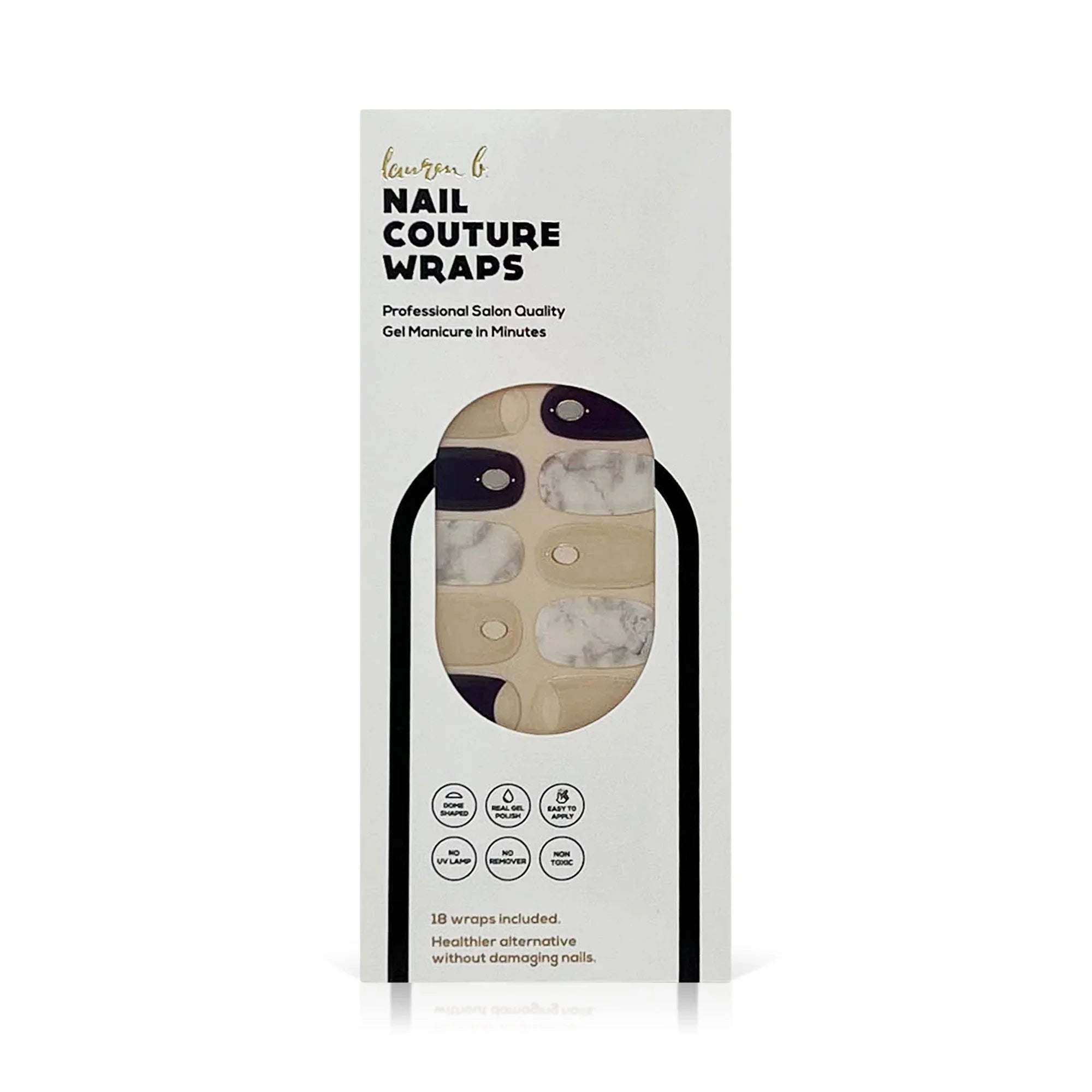 laurenbbeauty Reverse French Navy & Nude Marble Gel Nail Wrap