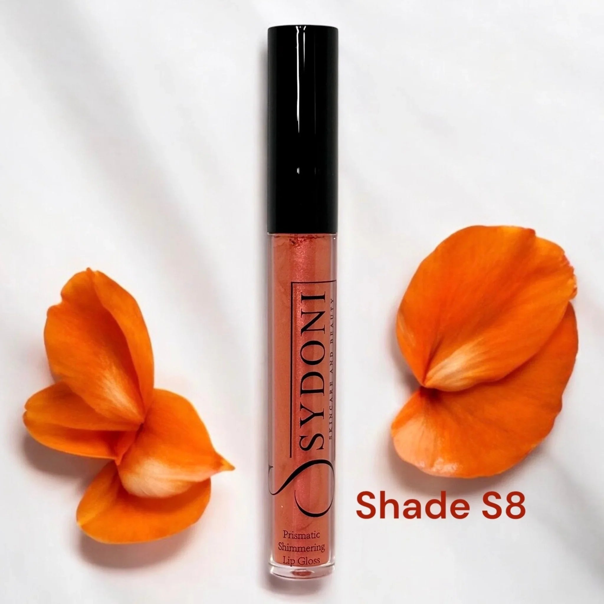 Sydoni SHADE S8 PRISMATIC SHIMMERING LIPGLOSS - Bright Orange with Warm Golden Shimmer