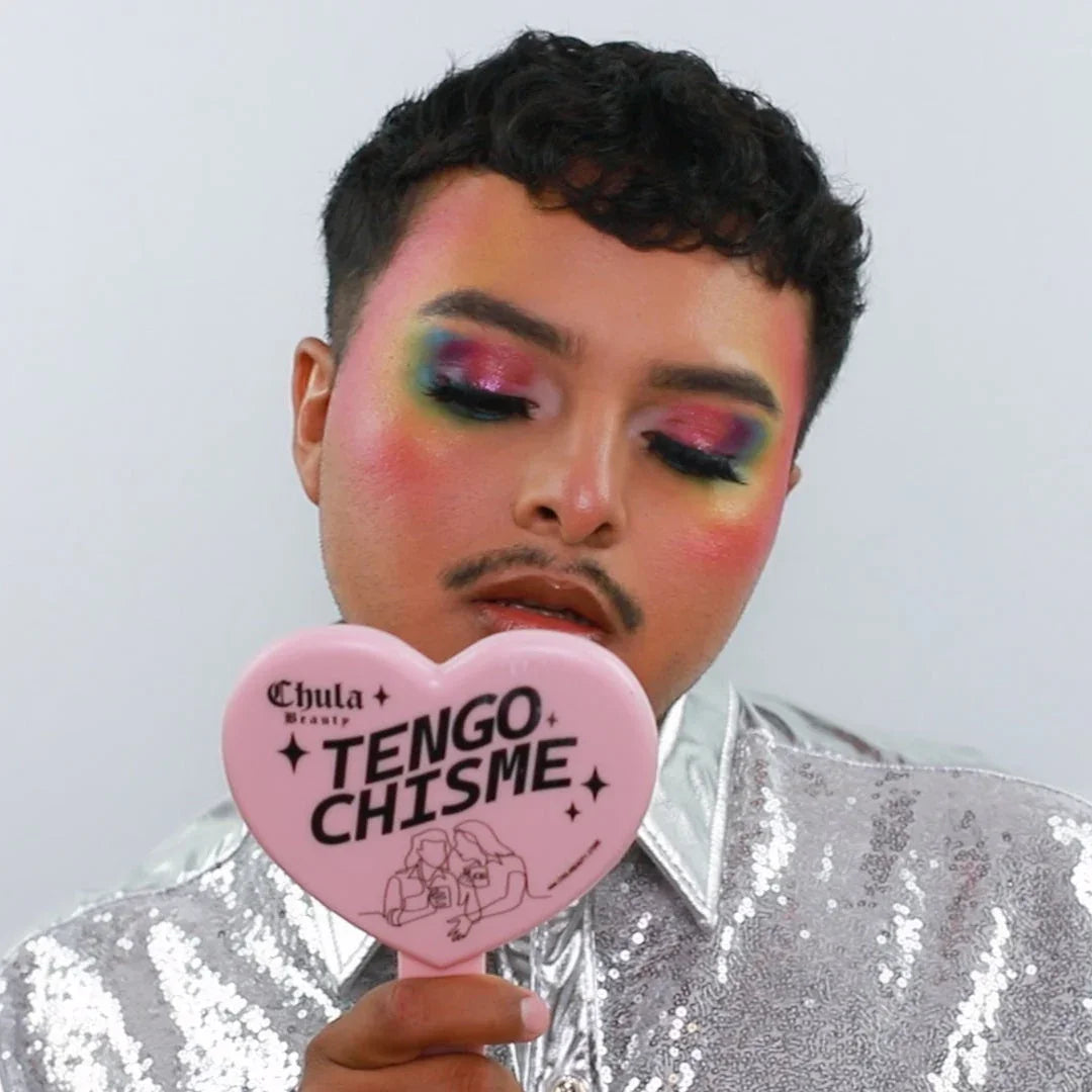 Chula Beauty 'Tengo Chisme' -  Pink Heart Shaped Makeup Hand Mirror Travel Friendly (LIMITED EDITION)