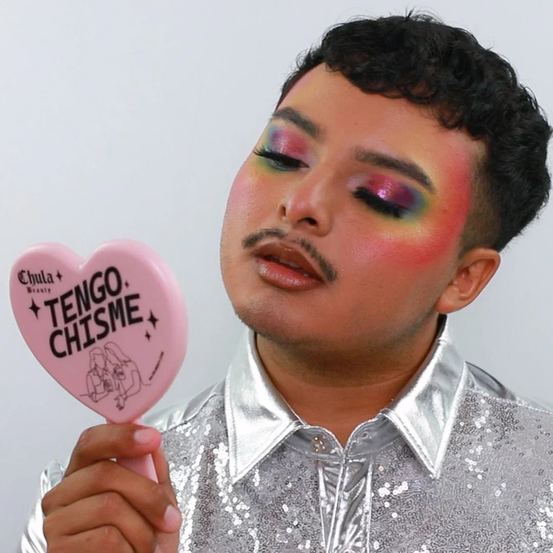 Chula Beauty 'Tengo Chisme' -  Pink Heart Shaped Makeup Hand Mirror Travel Friendly (LIMITED EDITION)