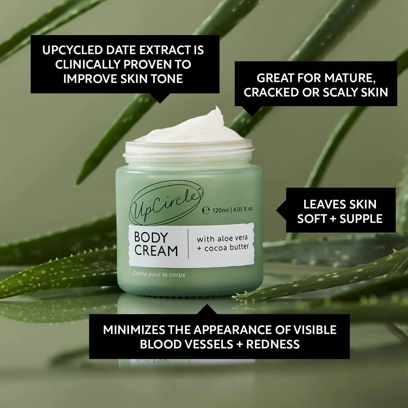 UpCircle Natural Body Cream with Aloe Vera + Cocoa Butter