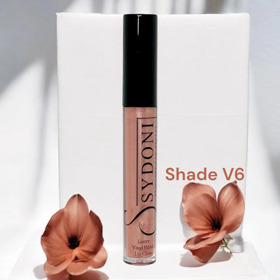 Sydoni SHADE V6 LUSTRE VINYL FINISH LIPGLOSS - Sheer Brown with Light Gold Shimmer - Image 1