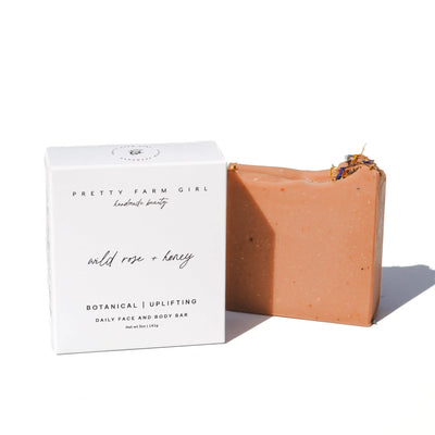 Pretty farm girl Wild Rose + Honey Handmade Tallow and Goat Milk Soap Bar - Image 2
