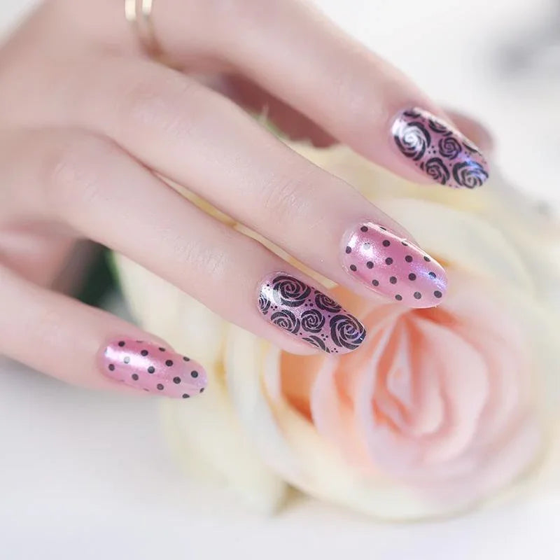 Candied Nails Pink Rose Dots