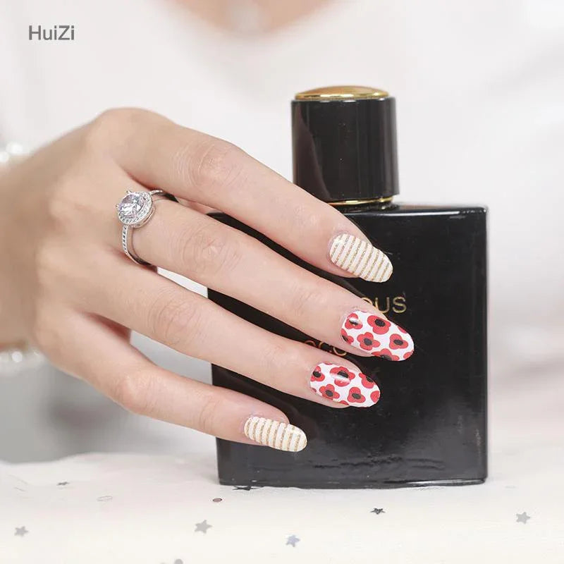 Candied Nails Red Posie Stripe