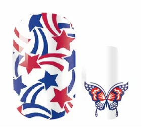 Candied Nails Red White & Butterfly