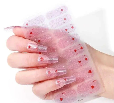 Candied Nails Glitter Hearts Gel Nails - Image 1