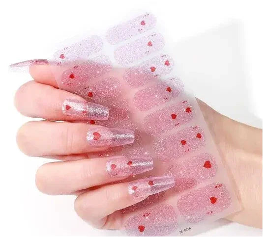 Candied Nails Glitter Hearts Gel Nails