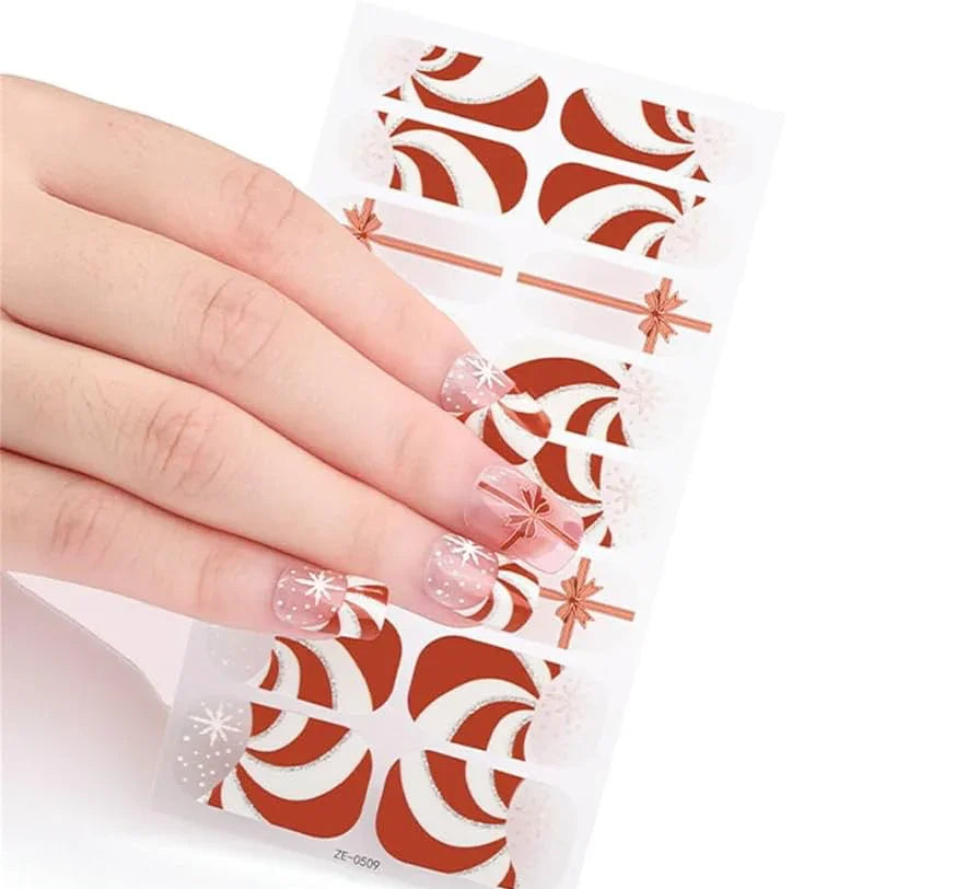 Candied Nails Candy Cane Swirl Gel Nails