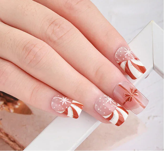 Candied Nails Candy Cane Swirl Gel Nails