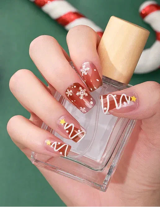 Candied Nails Christmas Trees Gel Nails