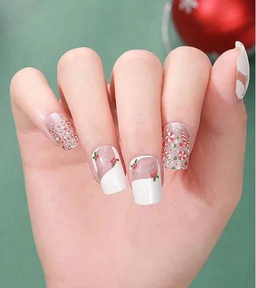 Candied Nails Christmas Mistletoe Gel Nails