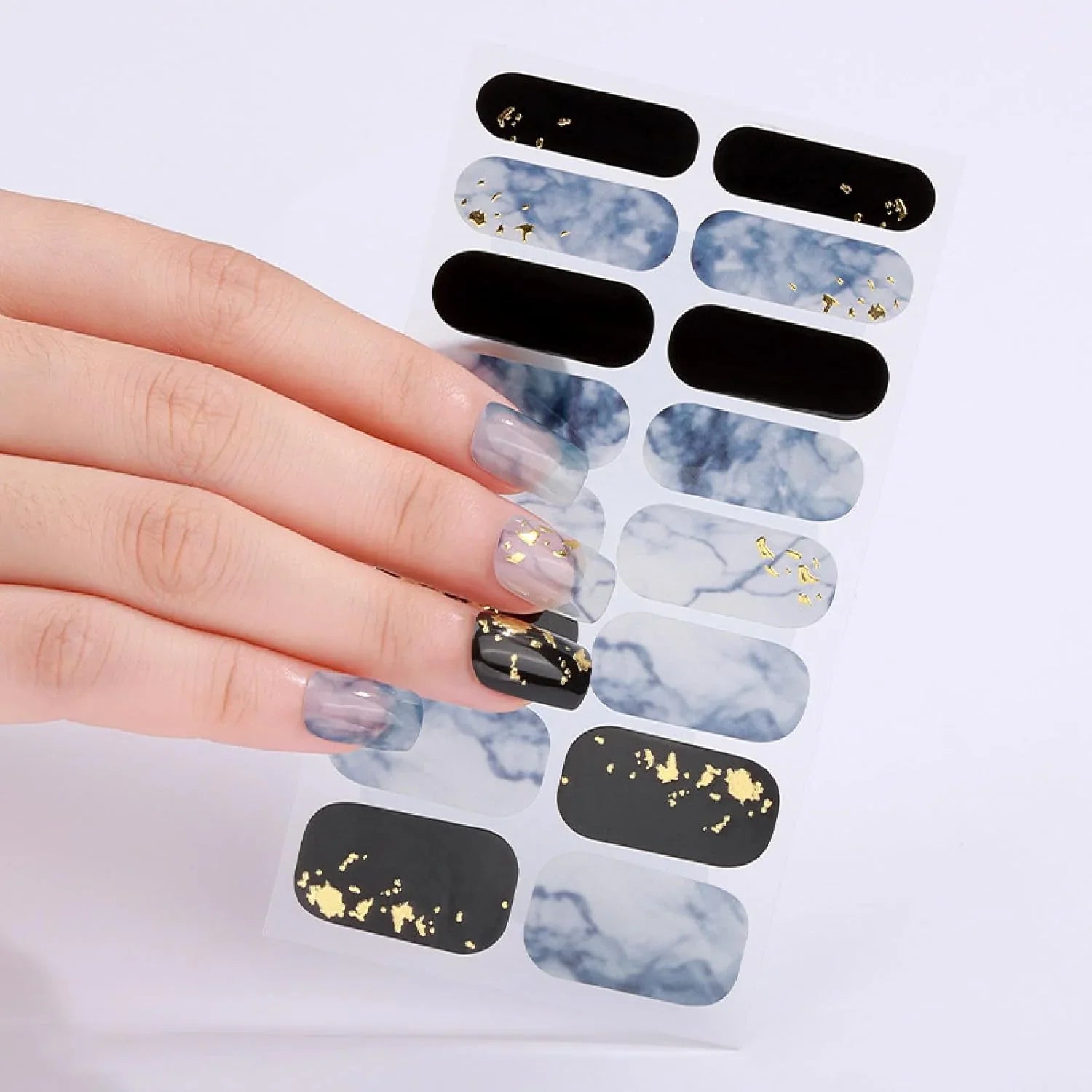 Candied Nails Blue Marble Gel Nails