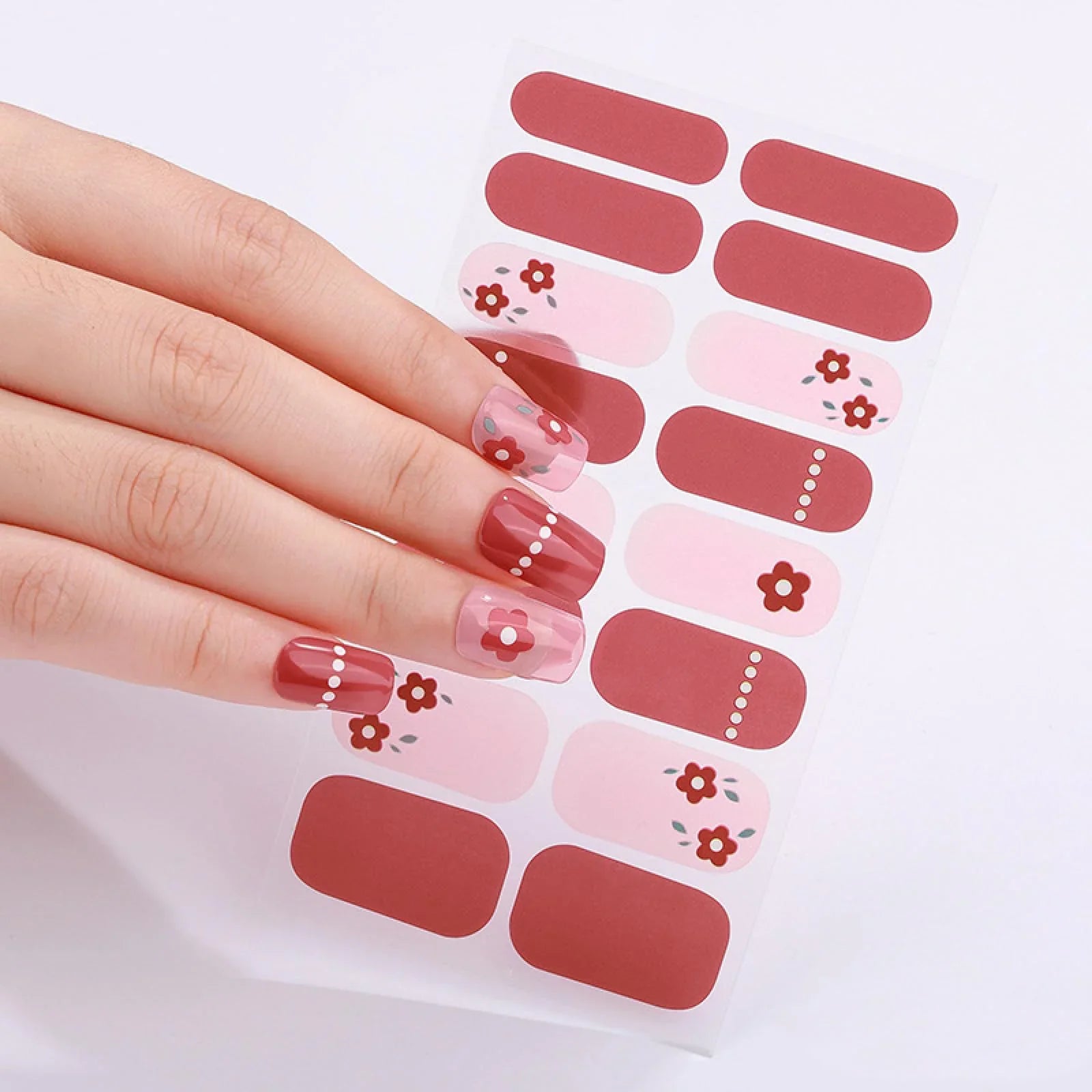 Candied Nails Red Daisy Gel Nails