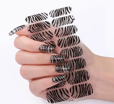 Candied Nails Black Zebra Gel Nails - Image 1