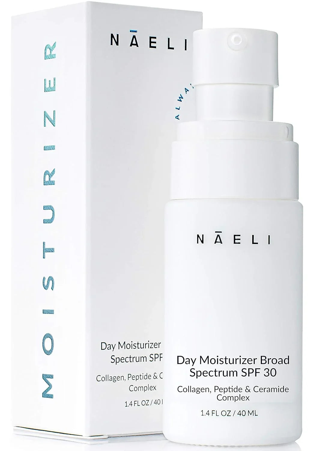 NAELI Face Moisturizer with SPF 30, anti Aging Collagen & Peptide Cream, Reduces Wrinkles - Lightweight Skin Hydration with Hyaluronic Acid, Paraben Free & Non-Comedogenic Sunscreen, 1.4 Oz