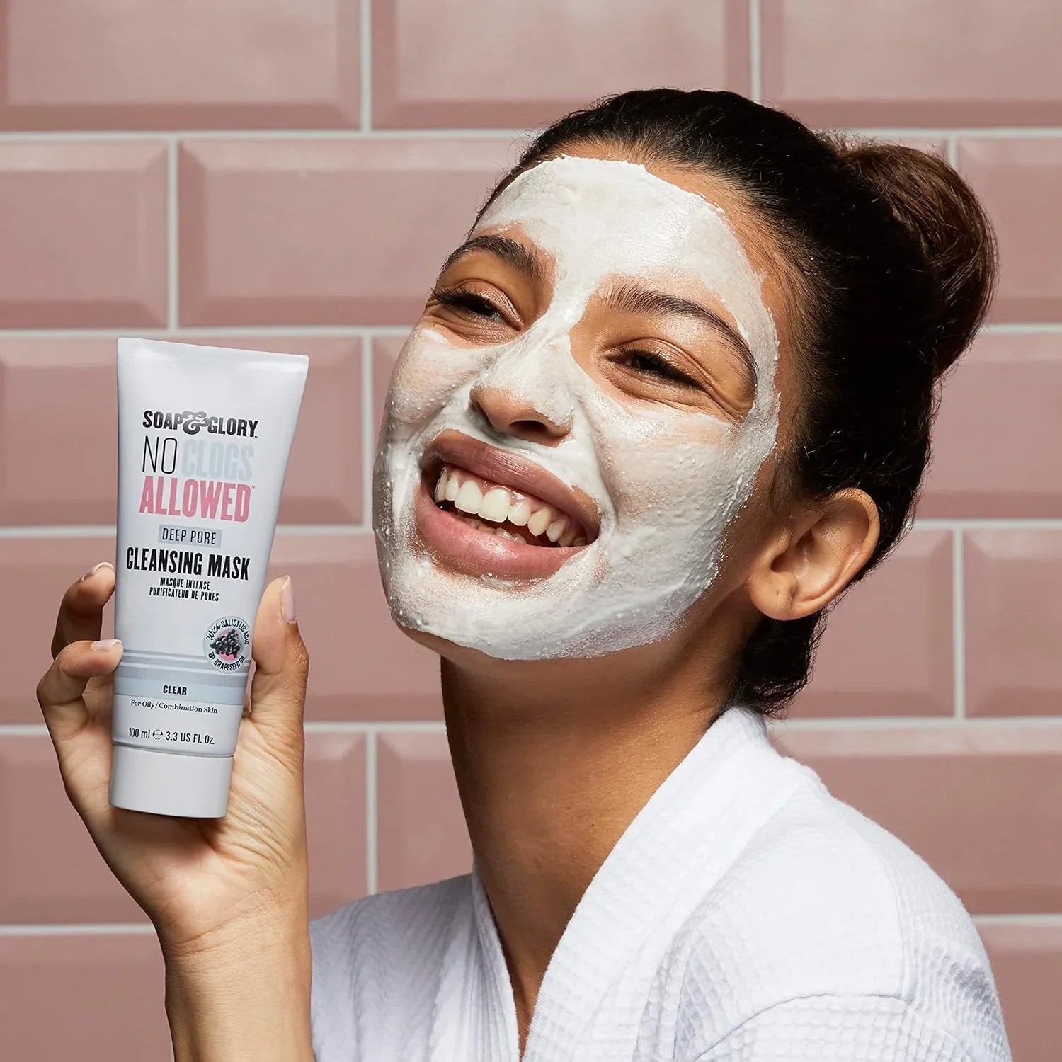 Soap & Glory No Clogs Allowed Deep Pore Cleansing Mask - Self Heating Pore Mask for Dirt & Impurities - Purifying Salicylic Acid, Grapeseed Oil Face Scrub Treatment - Pore Cleanser Face Mask (100Ml)