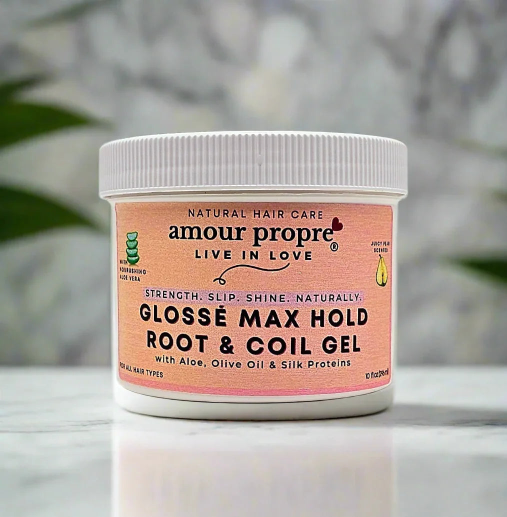 Amour Propre® Glossé Max Hold Root & Coil Gel
with Aloe, Olive Oil & Silk Proteins
