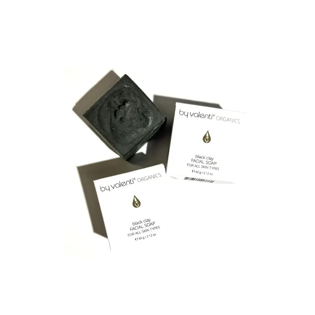 by valenti® Black Clay Facial Soap with Activated charcoal + Hematite + Aloe vera