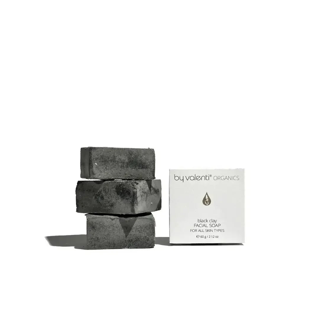 by valenti® Black Clay Facial Soap with Activated charcoal + Hematite + Aloe vera