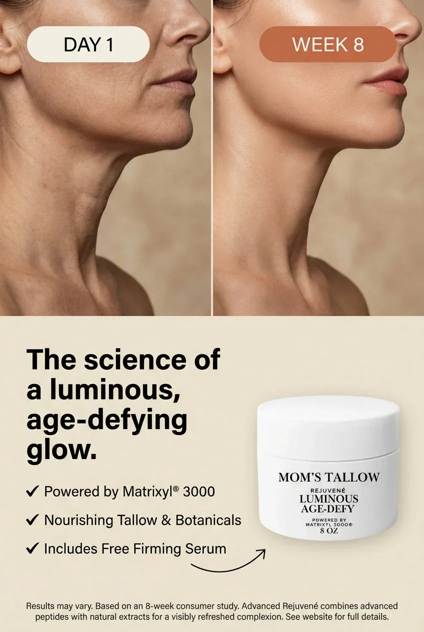 Mom’s Tallow Advanced Rejuvené Luminous Age-Defy Face/Neck Cream: Featuring Matrixyl® 3000 (+ Free 4oz Deep Firming Serum)