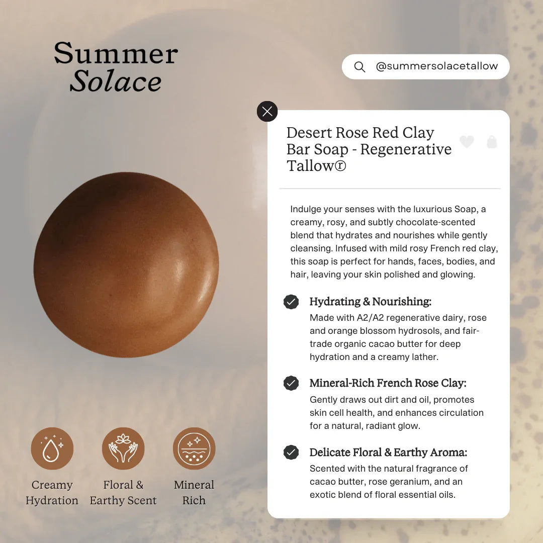 Summer Solace Tallow Desert Rose – Red Clay Sphere Soap