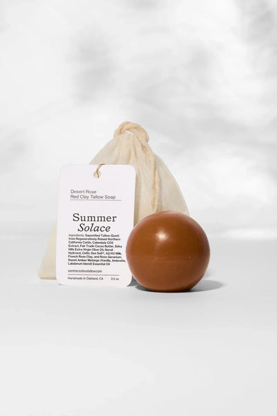 Summer Solace Tallow Desert Rose – Red Clay Sphere Soap - Image 1