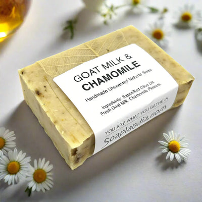 Soaplandia Goat Milk & Olive Oil Bar Soap with Chamomile, Unscented - Image 1