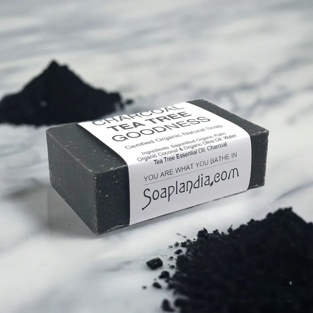 Soaplandia Charcoal Tea Tree Goodness Bar Soap, Certified Organic