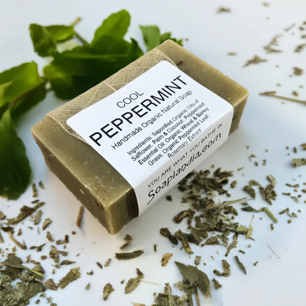 Soaplandia Soap Store Cool Peppermint Bar Soap, Certified Organic