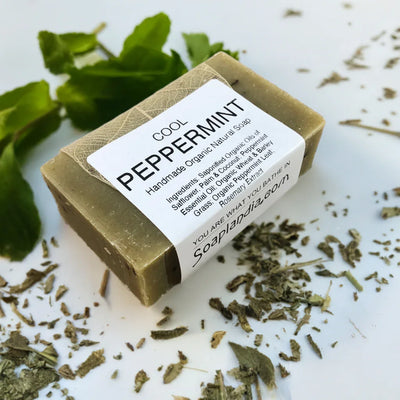 Soaplandia Soap Store Cool Peppermint Bar Soap, Certified Organic - Image 1
