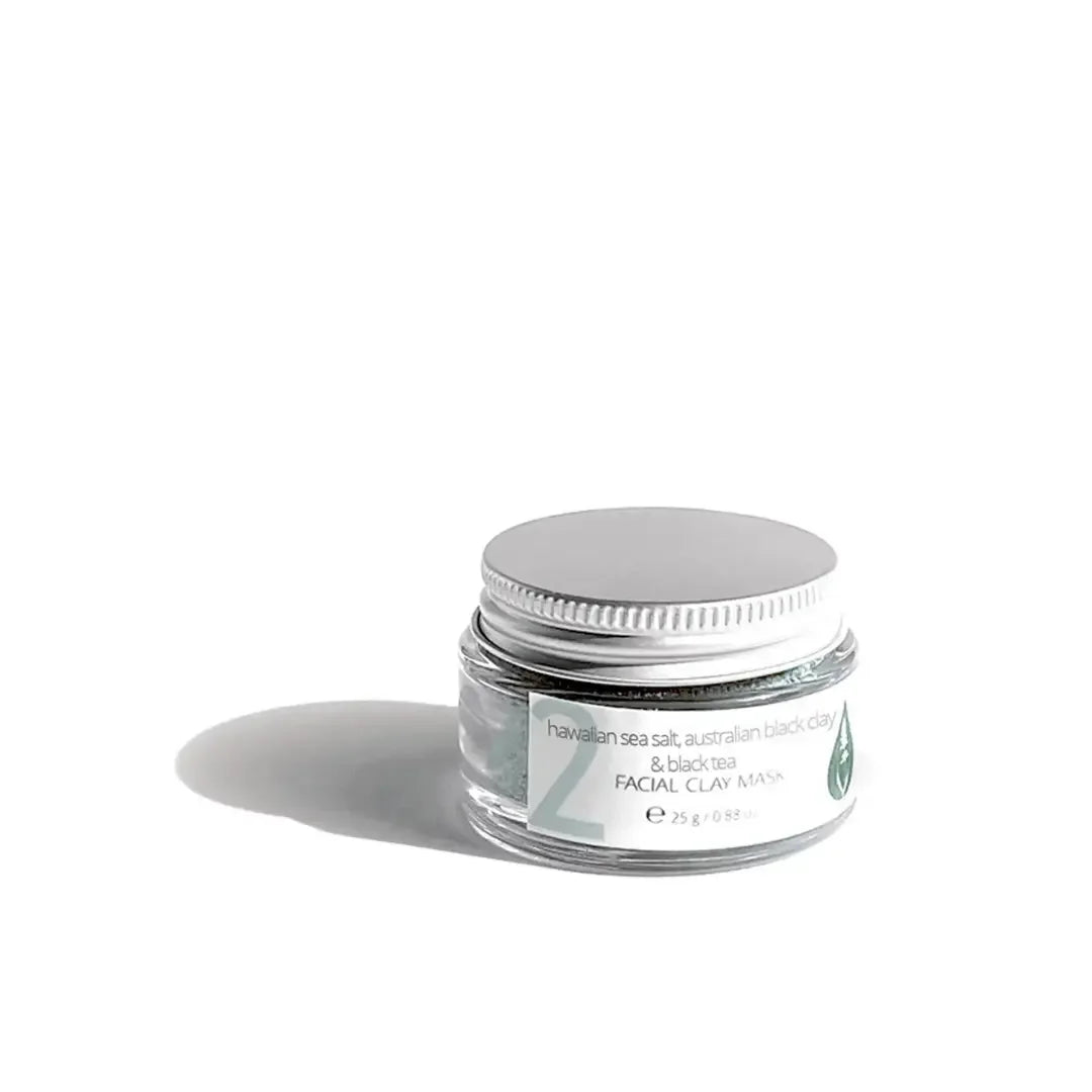 by valenti® Hawaiian Sea Salt, Australian Black Clay & Black Tea Facial Clay Mask with Australian black clay + Vitamin C + Aloe vera