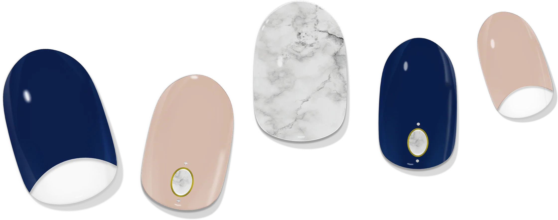 laurenbbeauty Reverse French Navy & Nude Marble Gel Nail Wrap