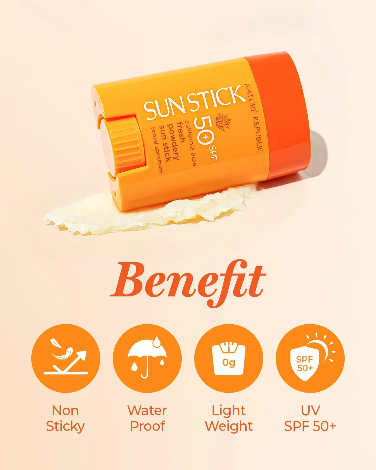 Nature Republic California Aloe Fresh Powdery Sun Stick Broad Spectrum SPF50+