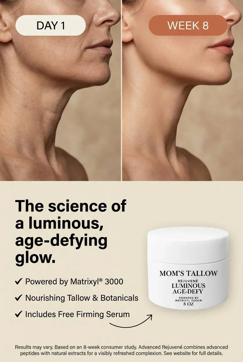 Mom’s Tallow Advanced Rejuvené Luminous Age-Defy Face/Neck Cream: Featuring Matrixyl® 3000 (+ Free 4oz Deep Firming Serum)