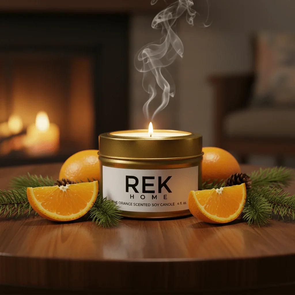 REK Cosmetics Pine Orange Soy Candle