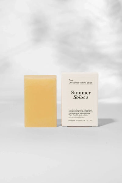 Summer Solace Tallow Pure Unscented – Tallow Bar Soap for Sensitive Skin - Image 1