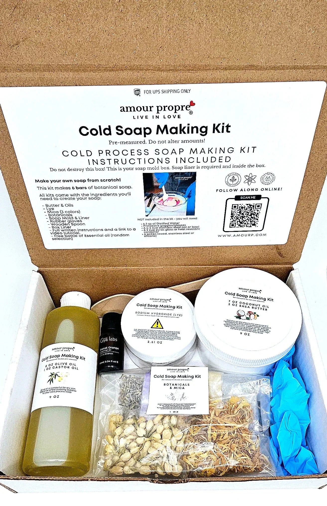 Amour Propre® Amour Propre Cold Process Soap Making Kit | Create Your Own Luxurious Botanical Soap Bars!