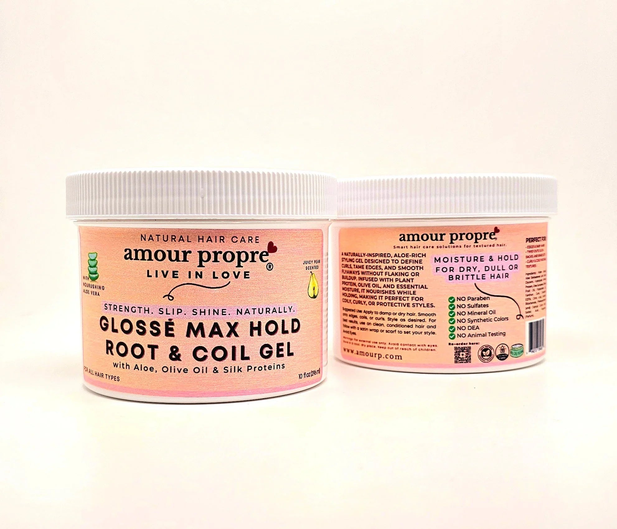Amour Propre® Glossé Max Hold Root & Coil Gel
with Aloe, Olive Oil & Silk Proteins