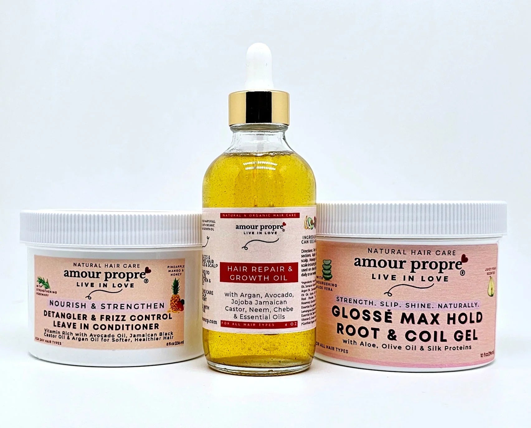 Amour Propre® Glossé Max Hold Root & Coil Gel
with Aloe, Olive Oil & Silk Proteins