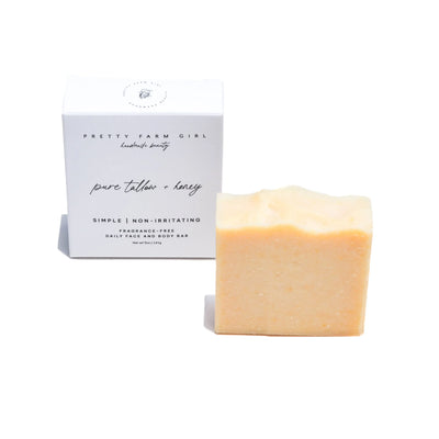 Pretty farm girl Pure Tallow + Honey Fragrance Free Handmade Tallow and Goat Milk Soap Bar - Image 2