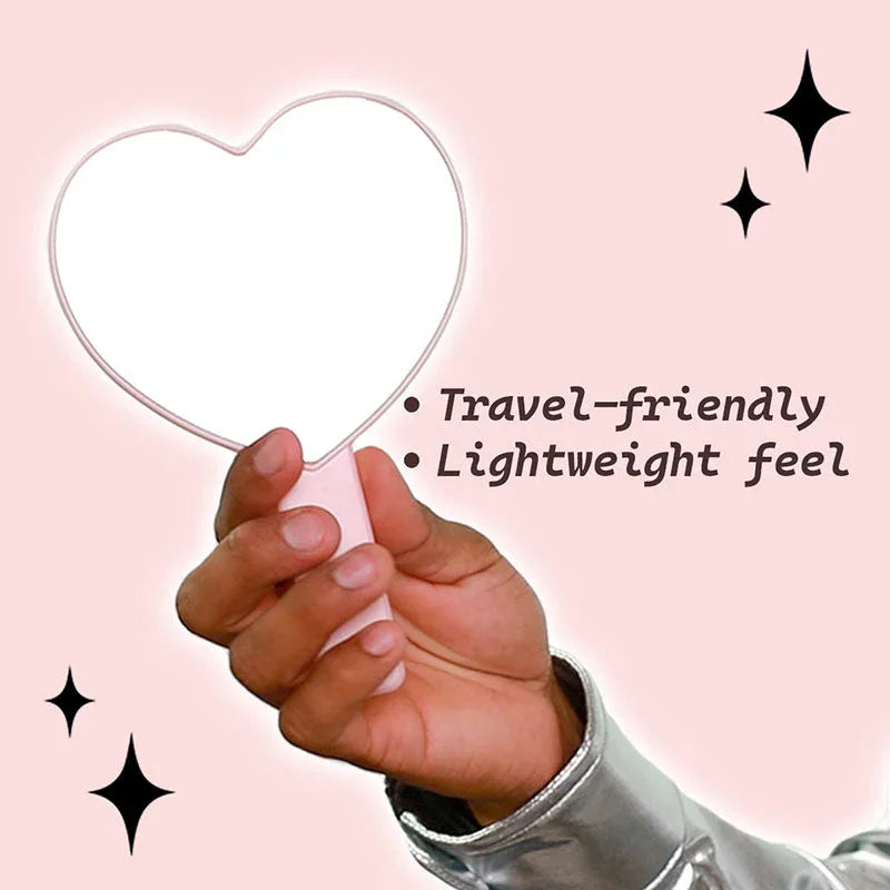 Chula Beauty 'Tengo Chisme' -  Pink Heart Shaped Makeup Hand Mirror Travel Friendly (LIMITED EDITION)